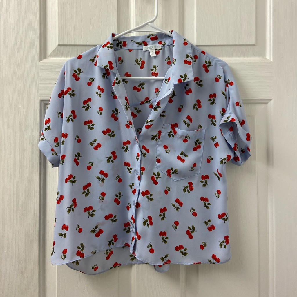 Cherry Button Down Top